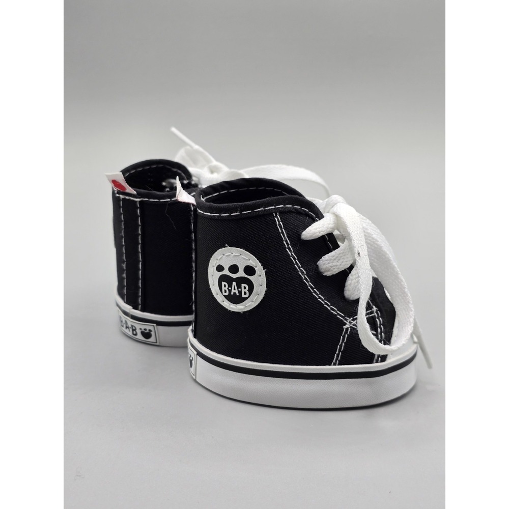 Build‎ A Bear Workshop BAB Black & White Converse Tennis Shoes Hi Top Sneakers